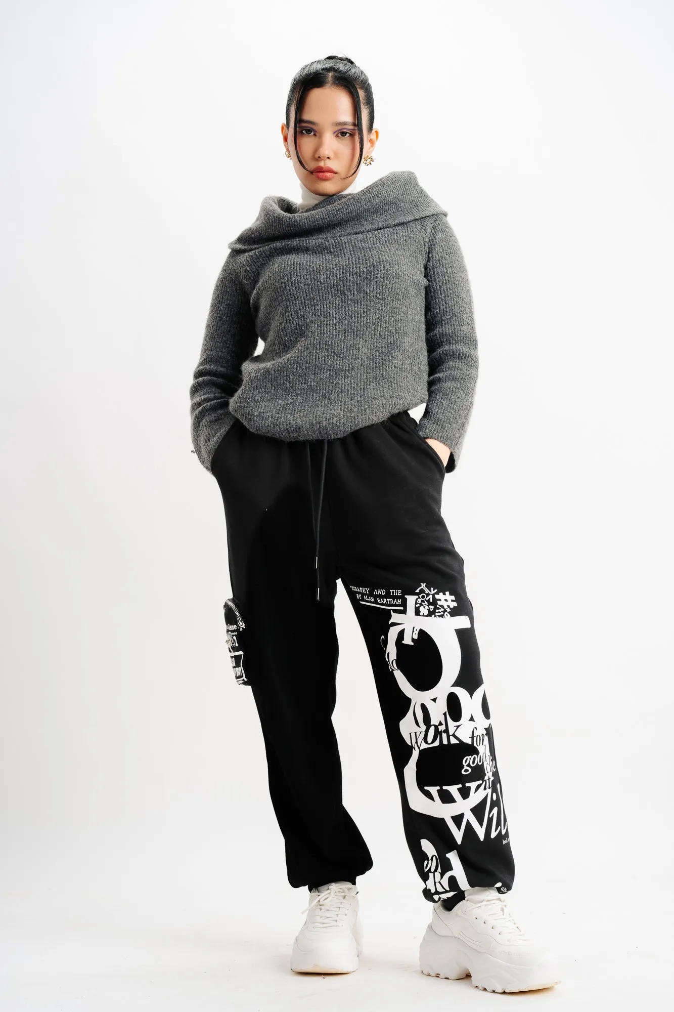 Black Printed Joggers