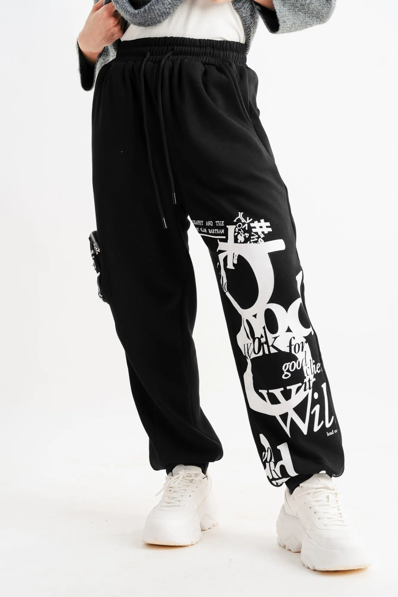 Black Printed Joggers