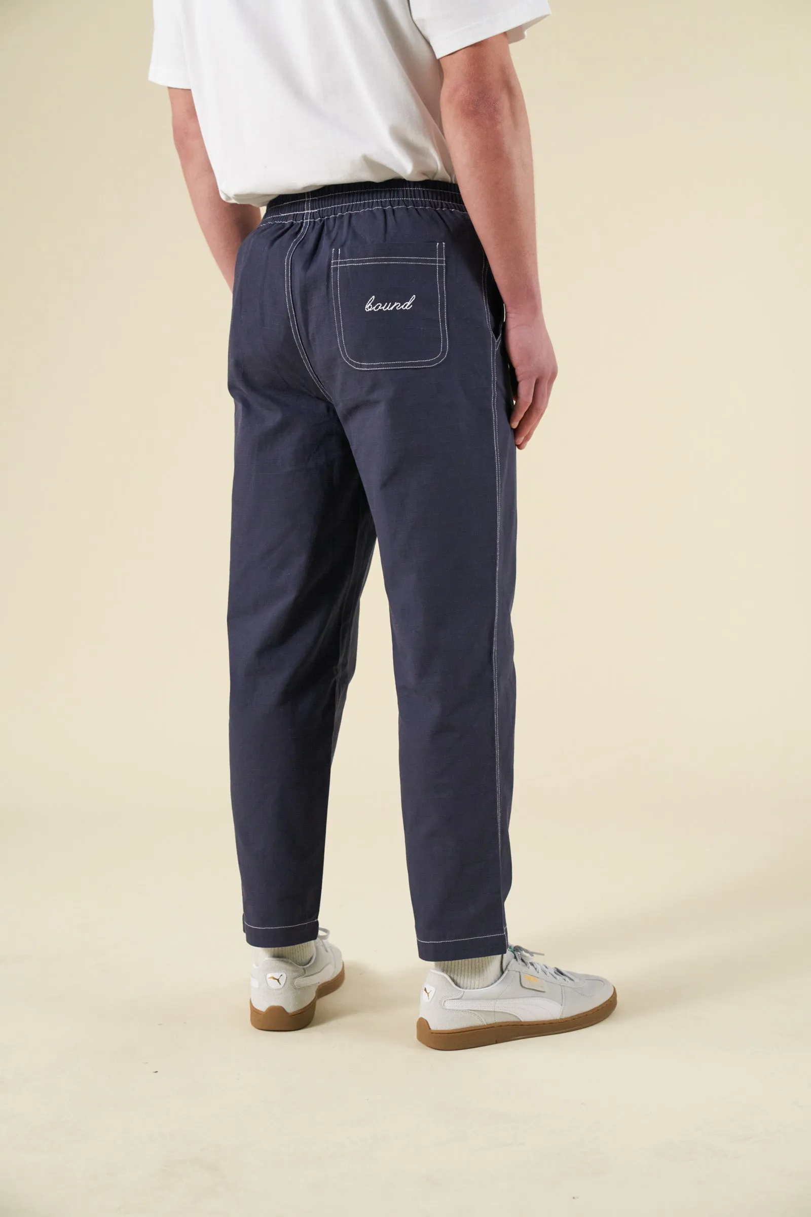 bound Contrast Ripstop Canvas Trouser - Mid Blue