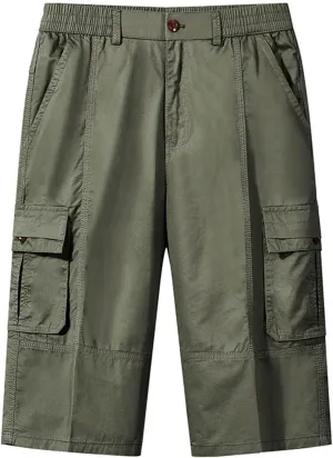 Capri Pants for Men Relaxed Fit Cargo Pants Light Summer Pants Cotton Beach Pants Hiking Fishing Pants for Men