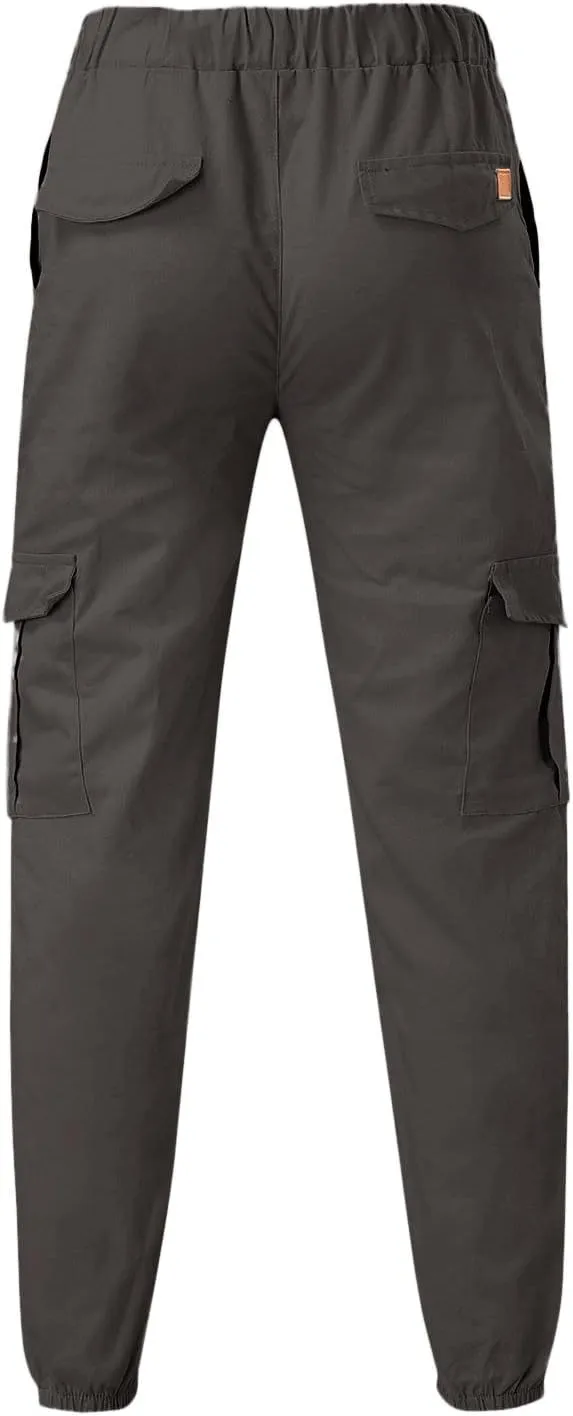 Cargo Pants for Men Big and Tall Men's Heavyweight Fleece Cargo Sweatpants Stretch Elastic Waist Jogger Sports Pants