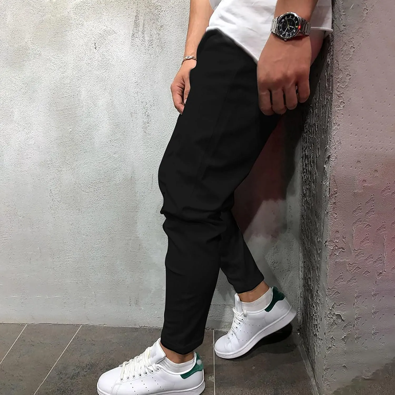 Ctreela Summer Lightweight Jogger Casual Pants for Men Big & Tall Drawstring Slim Fit Sweatpants Solid Workout Running Pants