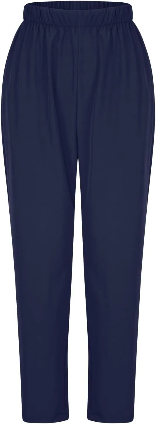 FZYLQY Women's Straight Leg Long Pants 2025 Spring Dressy Fashion Elastic High Waist Casual Trousers Solid Color Work Pants