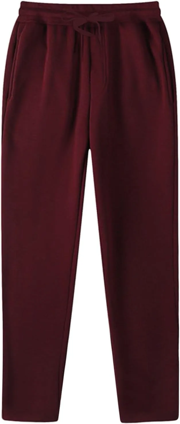 Men's Baggy Sweatpants Fleece Straight Leg Joggers, Workout Casual Pant Loose Athletic Trousers Elastic Waist Pockets