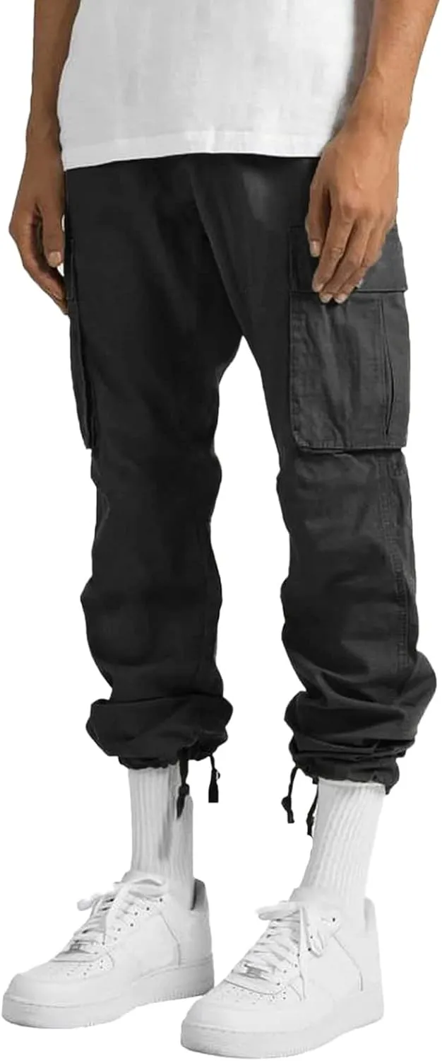 Mens Sweatpants Joggers Pants Man Cargo Pants Men's Heavyweight Cargo Fleece Sweatpants Stretch Elastic Waist Jogger