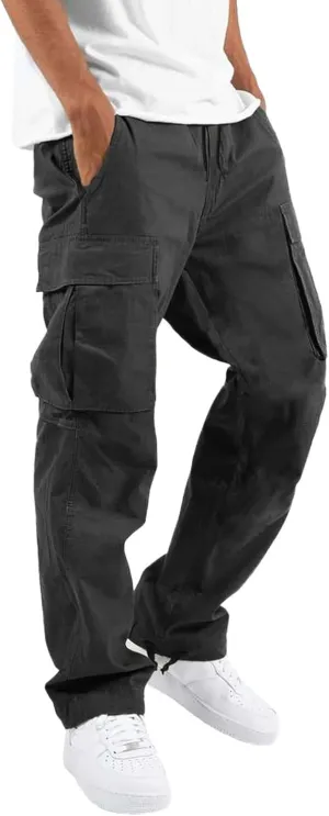 Mens Sweatpants Joggers Pants Man Cargo Pants Men's Heavyweight Cargo Fleece Sweatpants Stretch Elastic Waist Jogger