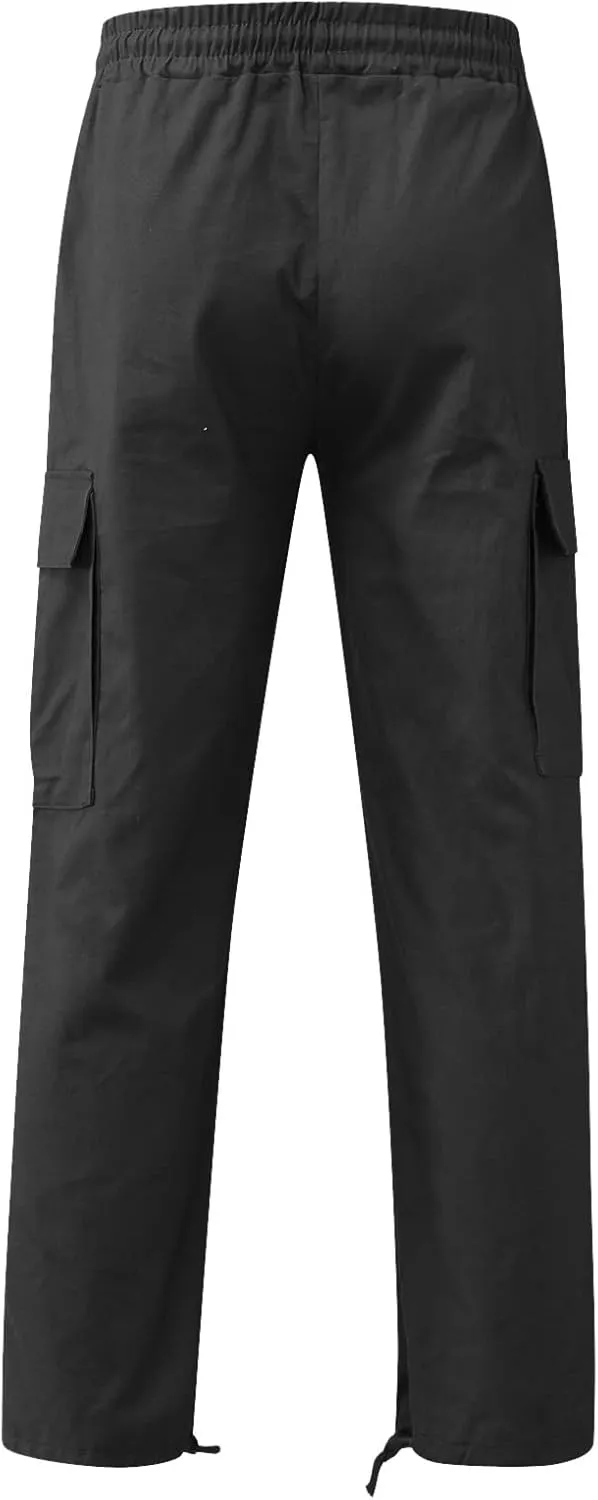 Mens Sweatpants Joggers Pants Man Cargo Pants Men's Heavyweight Cargo Fleece Sweatpants Stretch Elastic Waist Jogger