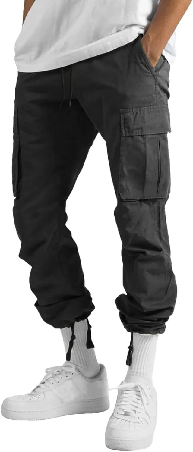 Mens Sweatpants Joggers Pants Man Cargo Pants Men's Heavyweight Cargo Fleece Sweatpants Stretch Elastic Waist Jogger