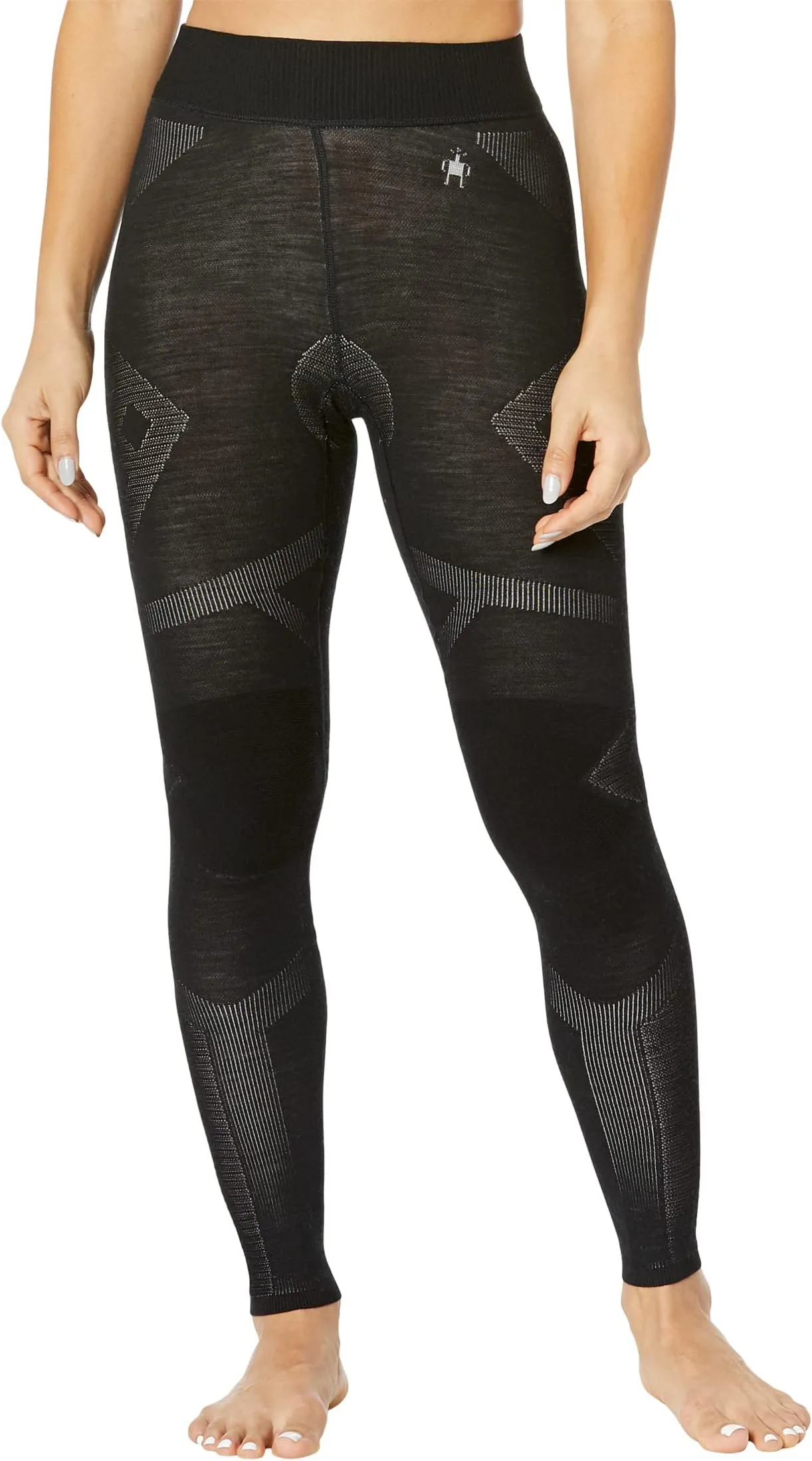 Merino Smartwool Intraknit Thermal Pants, Black/White