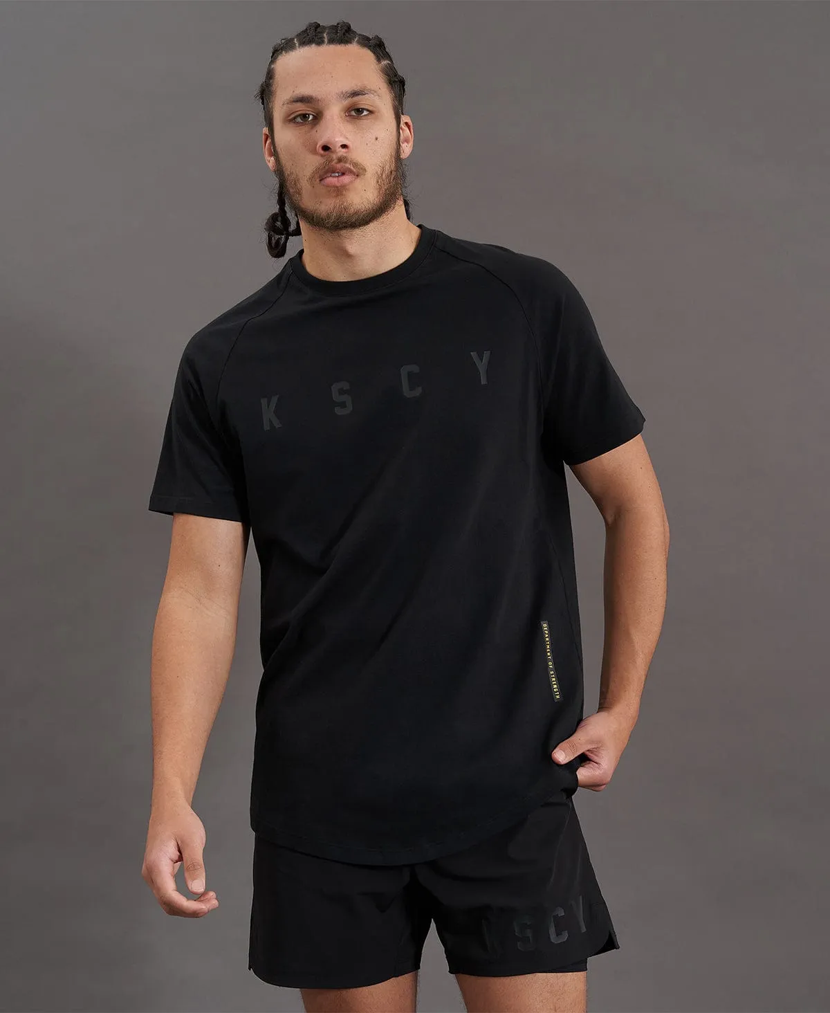 Process Raglan Curved Hem T-Shirt Jet Black