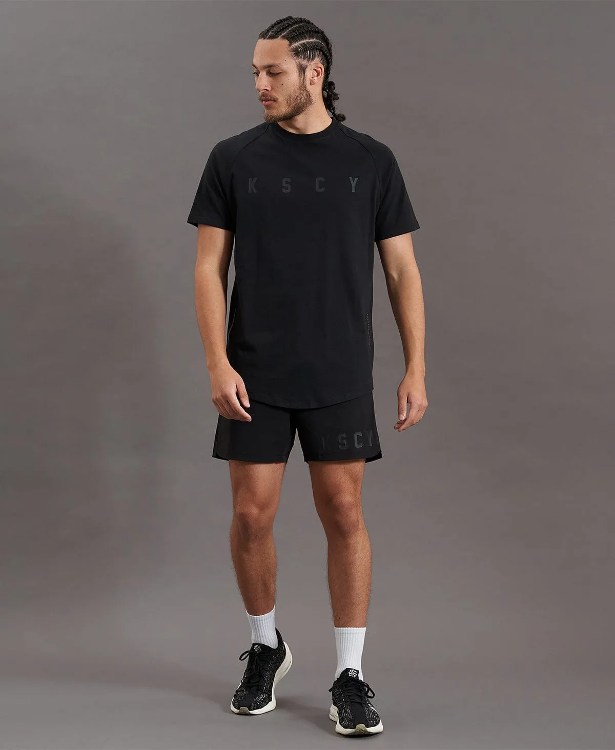 Process Raglan Curved Hem T-Shirt Jet Black
