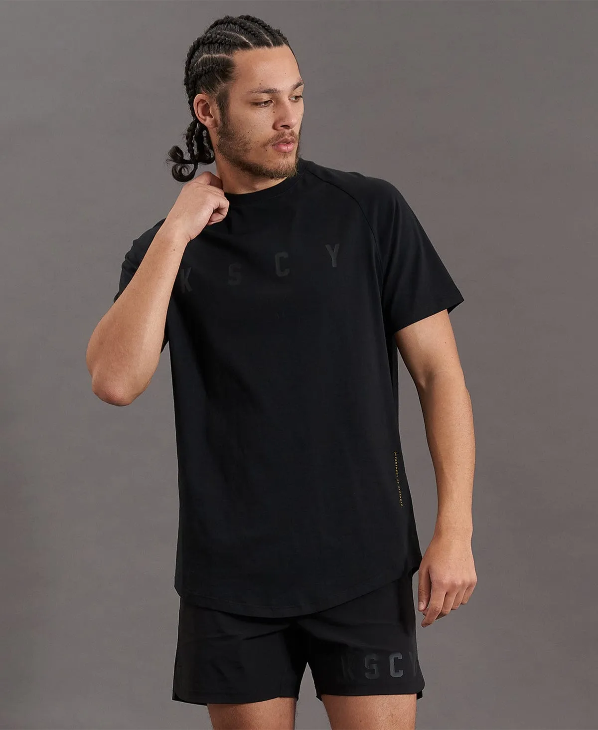 Process Raglan Curved Hem T-Shirt Jet Black